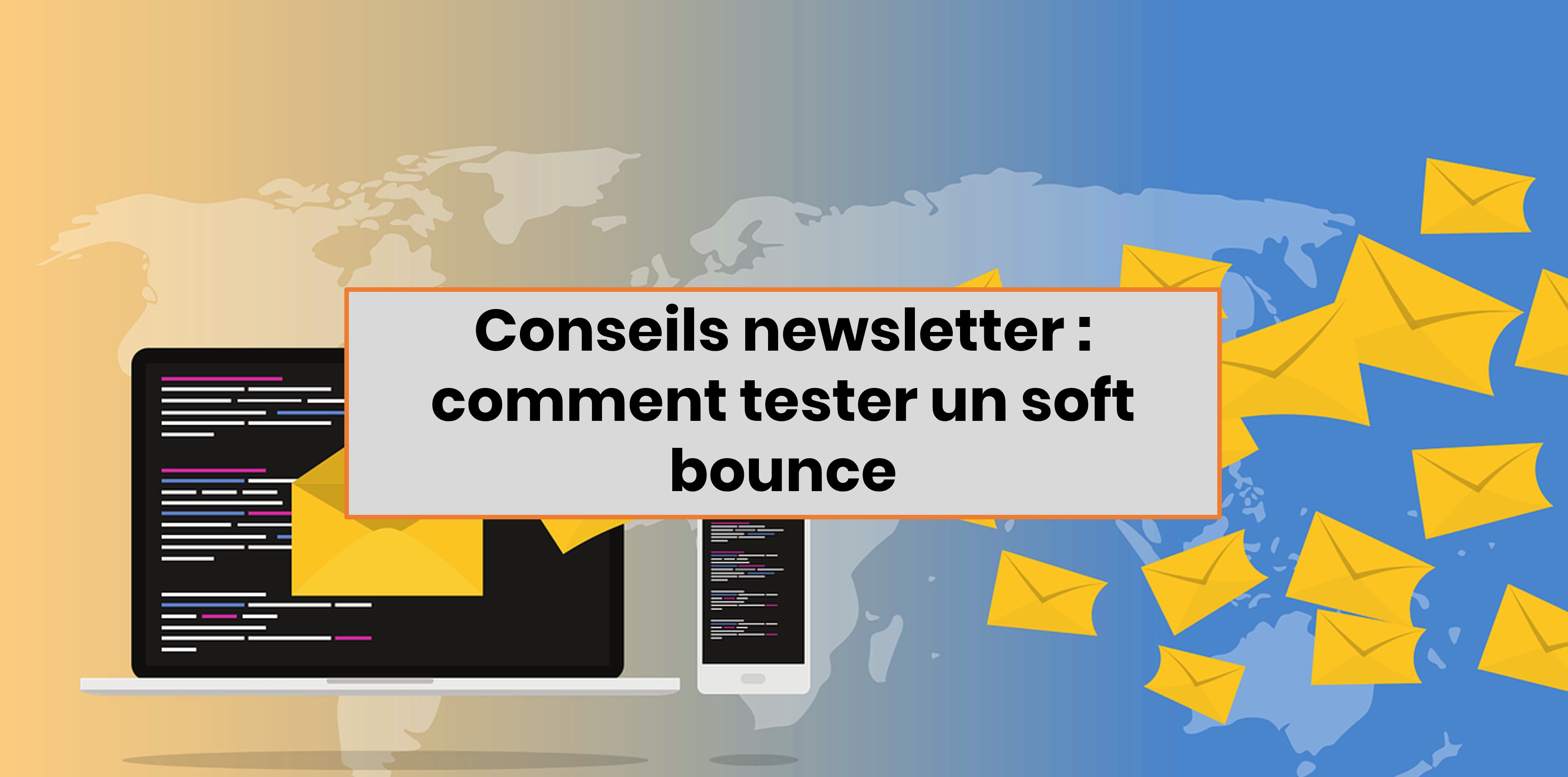 Des emails qui s'envolent partout dans le monde et symbolise la diffusion mondiale grâce à la performance web et e-commerce des newsletter et des WordPress WooCommerce