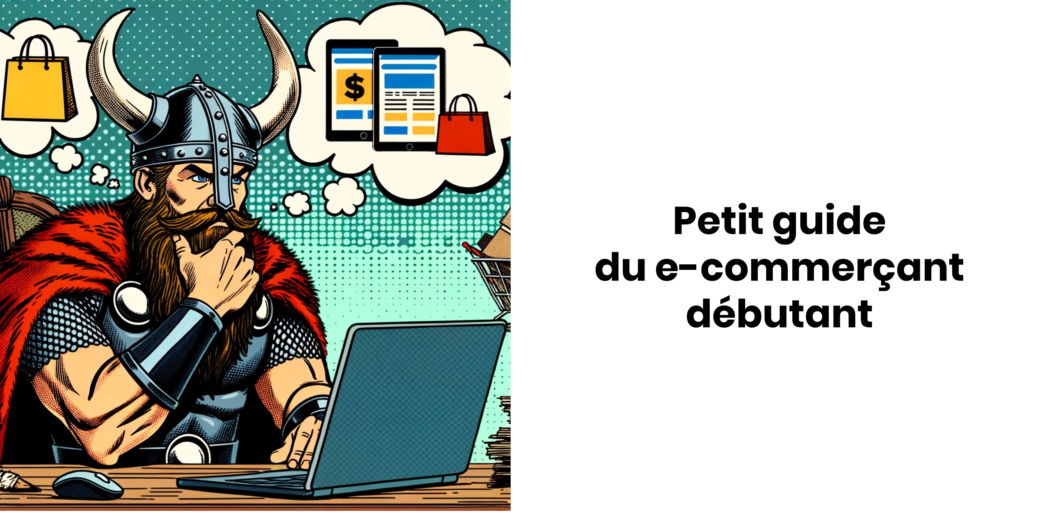 illustration du petit guide du e-commerçant débutant traitant des problématiques e-commerce wordpress woocommerce