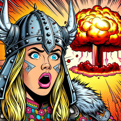 illustration de femme viking surprise que les systemes de paiement e-commerce servent à payer en e-commerce